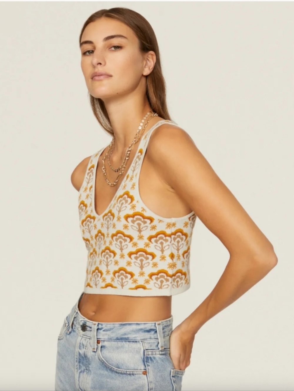 Show Me Your MuMu Tate Tank in Honey Wildflower Knit - M